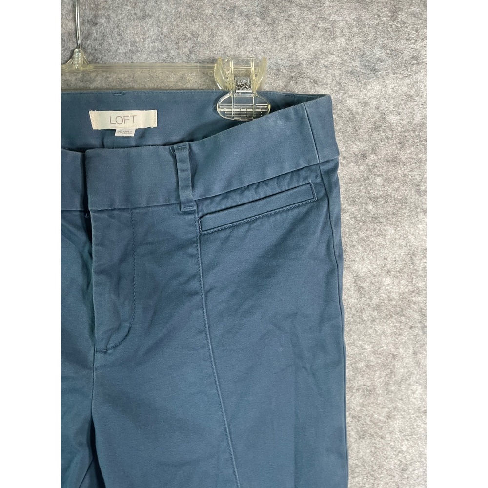 Loft Womens 2P Petite Skinny Ankle Pants Teal Blue Seam Front Trousers Stretch - Picture 5 of 8